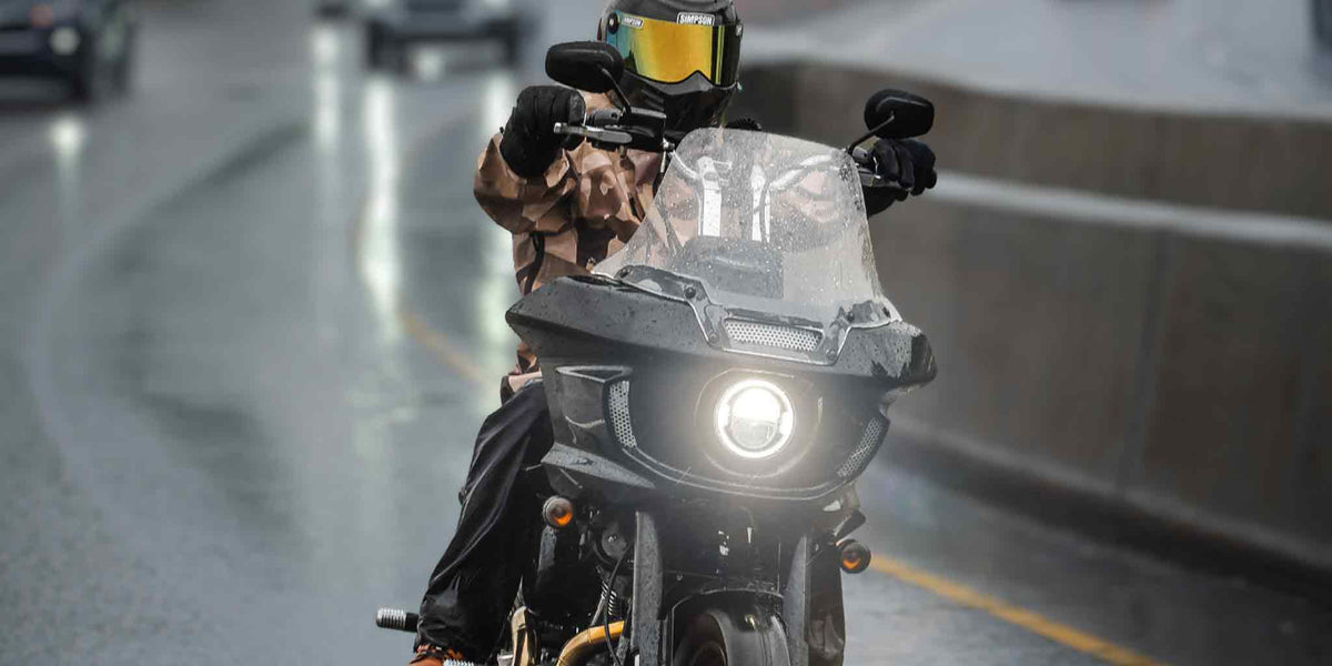 APEX waterproof motorcycle gloves by Odin Mfg in the rain