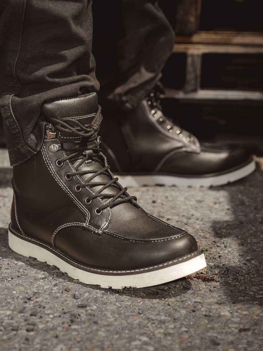 Classic Black Moc Toe Leather Boots | Odin Mfg