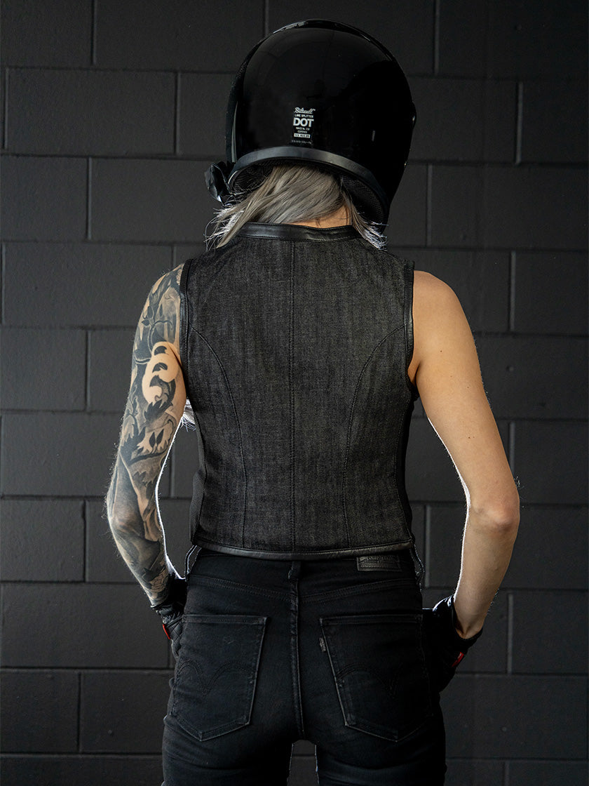 Womens black clearance denim motorcycle vest