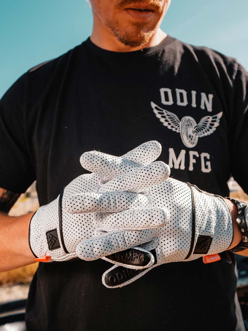 D3O Heavy Hitters Motorcycle Gloves - White/Black Perforated