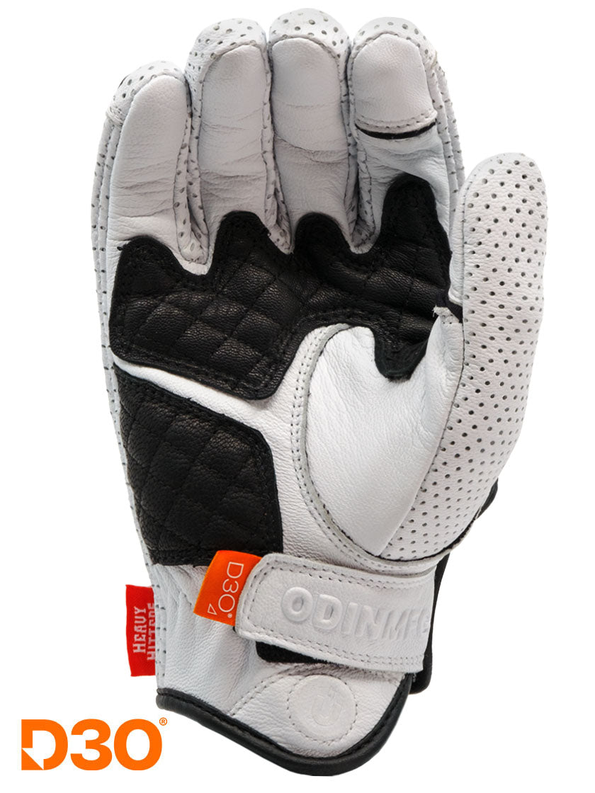 D3O Heavy Hitters Motorcycle Gloves - White/Black Perforated