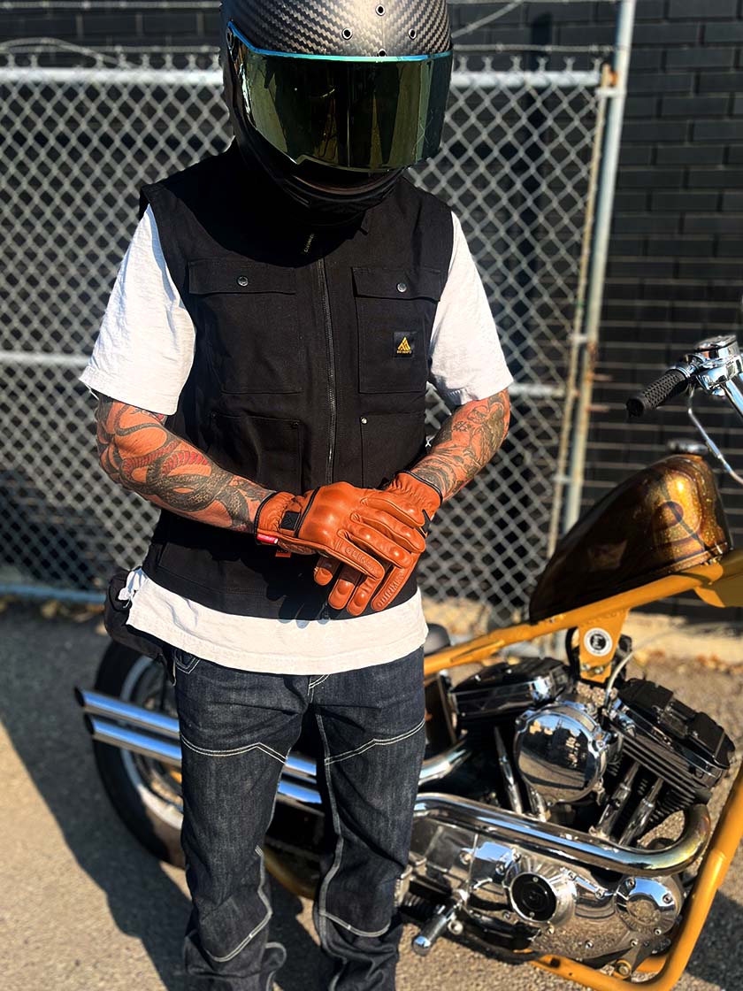 D3O Wax Brown Smooth Heavy Hitters – Leather Motorcycle Gloves