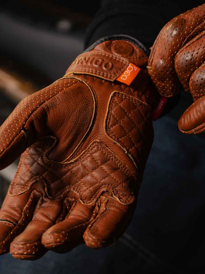 D3O Heavy Hitters Motorcycle Gloves - Wax Brown Perforated