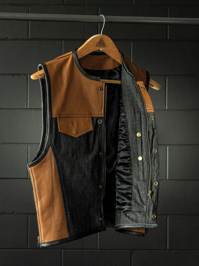 Mara Leather 100% Cotton Adjustable Black Denim Motorcycle Vest W/Leather  Touch | MARA Leather | Reviews on Judge.me