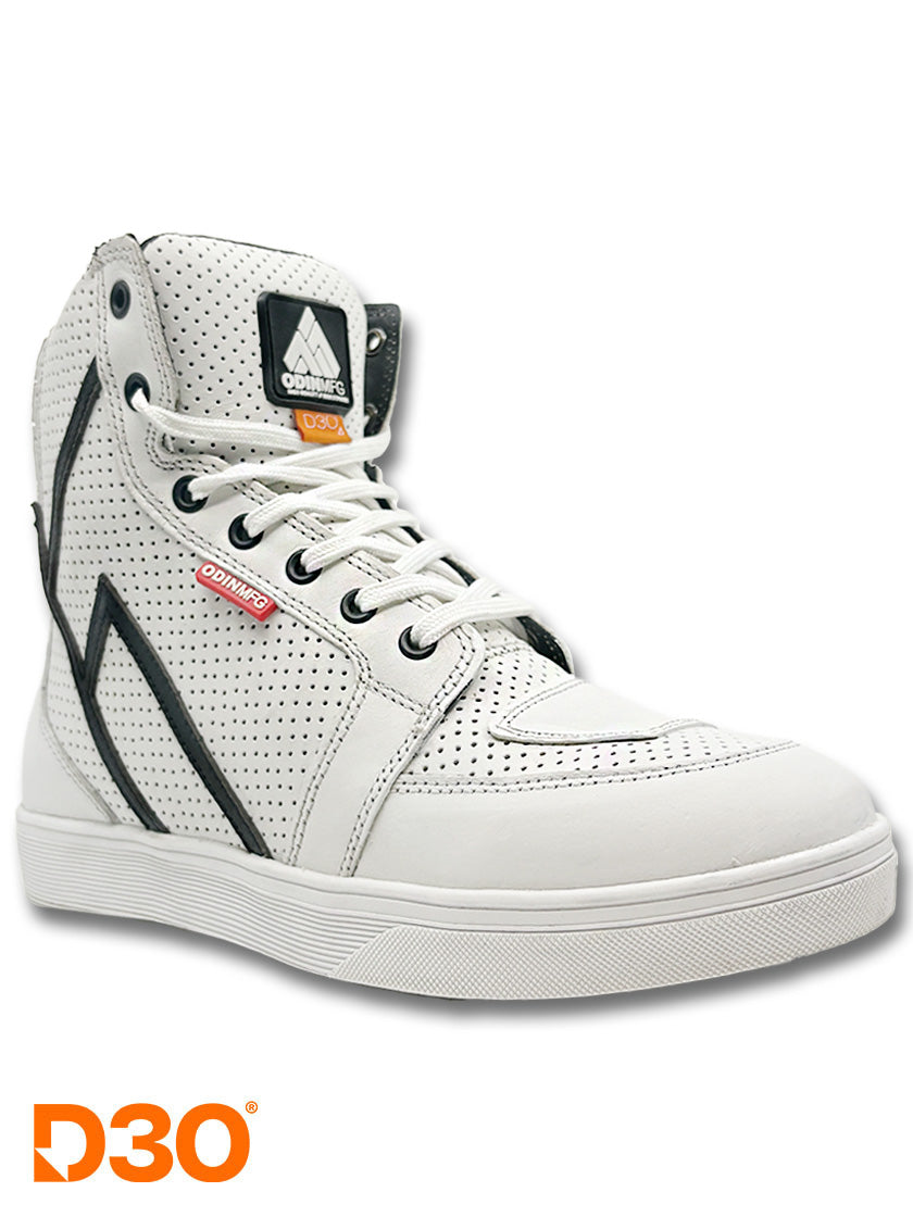 Apex Aero Perforated D3O Motorcycle Shoes - White - Odin Mfg
