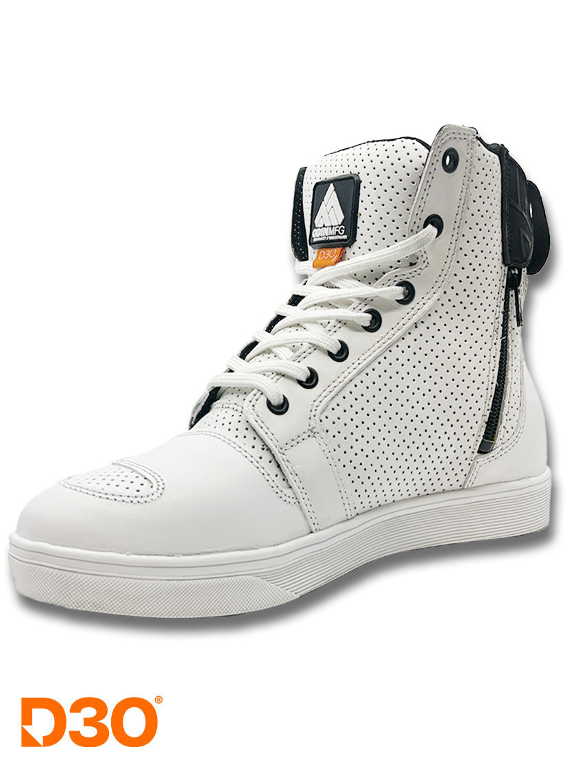Apex Aero Perforated D3O Motorcycle Shoes - White - Odin Mfg