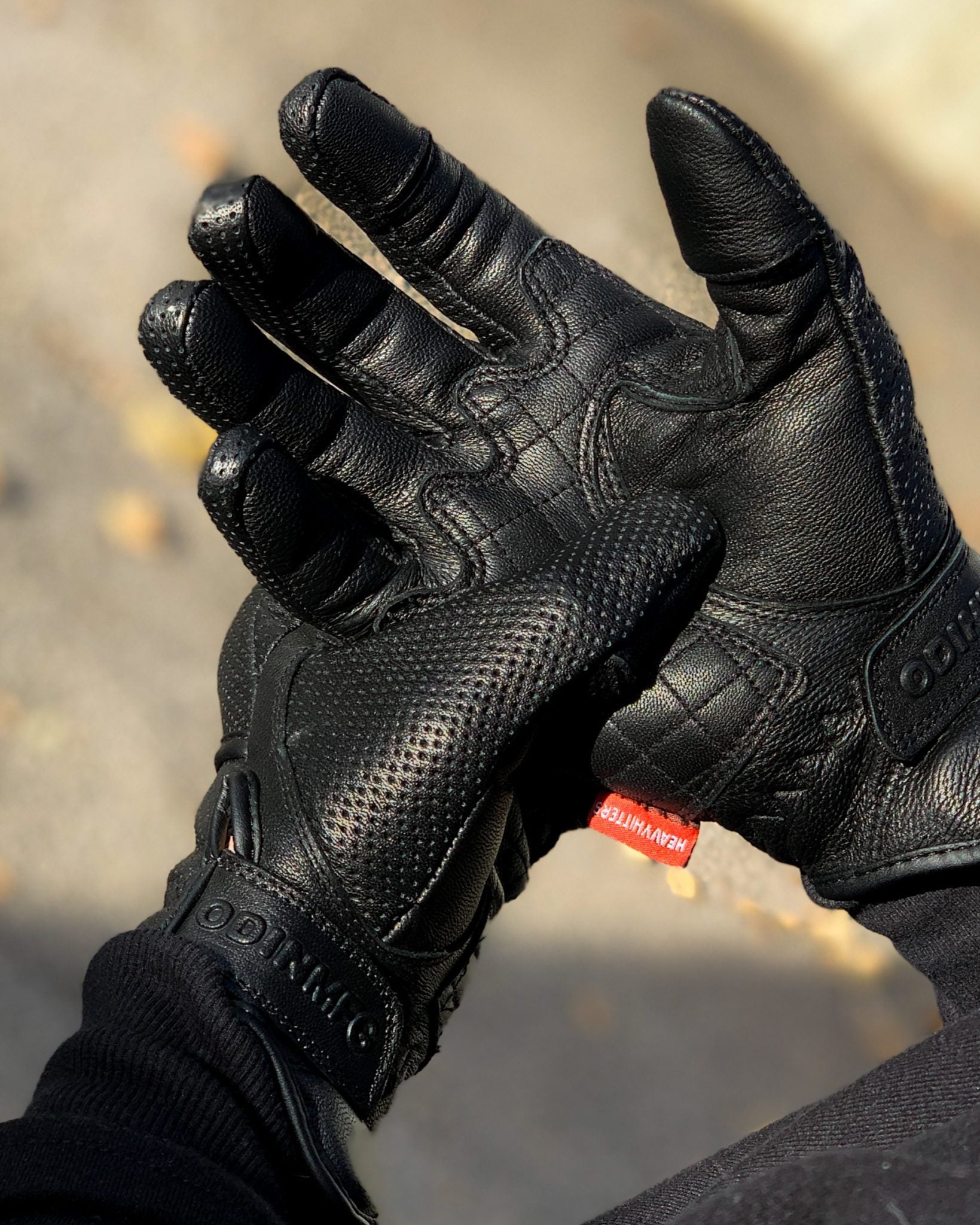 D3O Heavy Hitters Motorcycle Gloves Black Perforated Odin Mfg