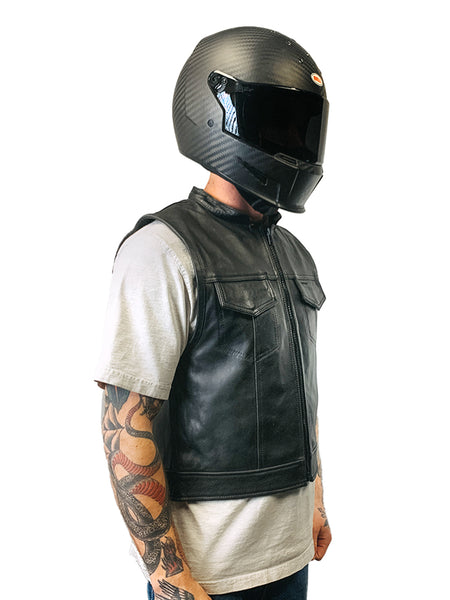 FirstMFG Men's The Cut Motorcycle Leather Vest