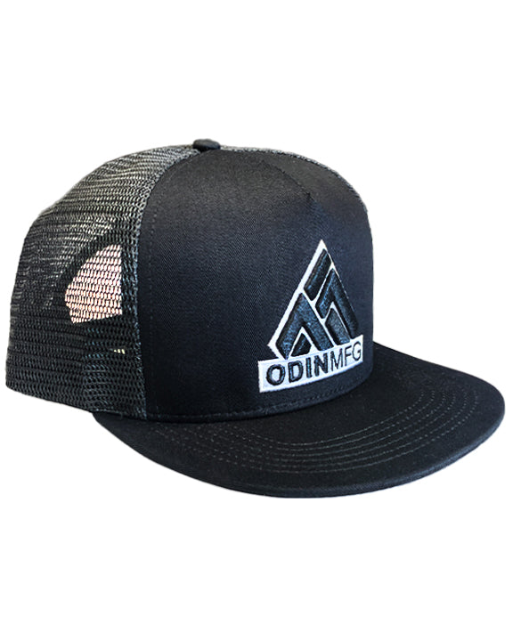Stacked Logo Meshback Hat - Black - Odin Mfg